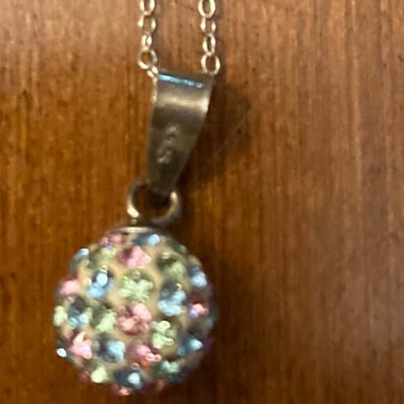 Multi-Colored Sphere Silver Necklace - Picture 1 of 4